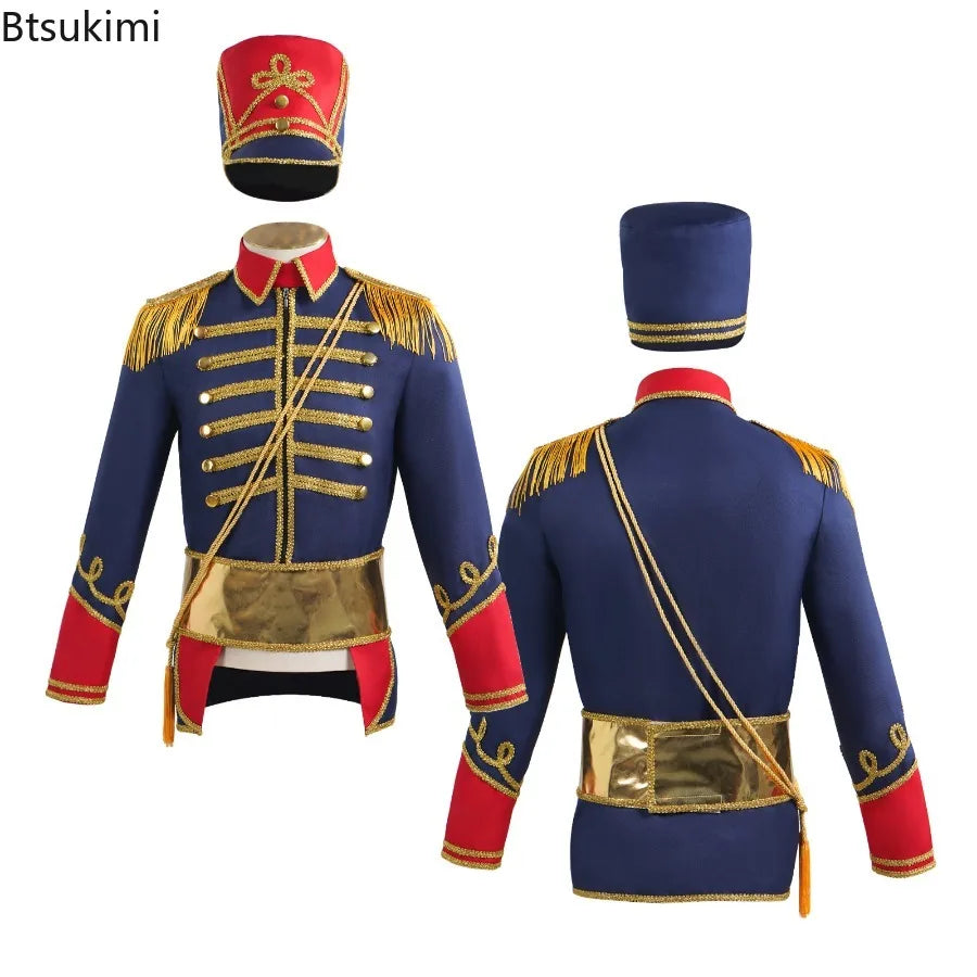 Medieval Royal Military Costume Uniform Coat Colonial Tuxedo Halloween Court Jacket Adult - Black / L