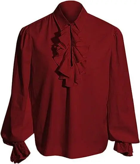 Men's Gothic Costume Set Black Medieval Gentleman Tailcoat Shirt Steampunk Halloween - black shirt / L