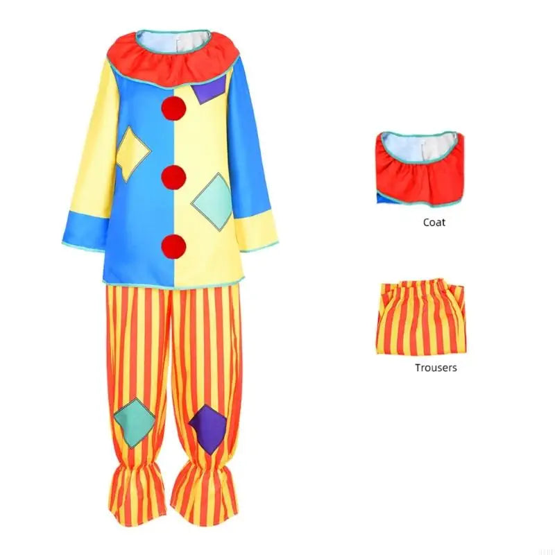 31BF Deluxe Costume Clown Movie Adult Costumes Creepy Clown Men's Halloween Costume Cloth - Striped clown
