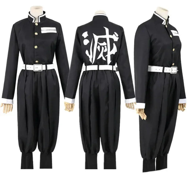 Kids Demon-Hunting Anime Costume Pink-Kimono Demon Girl Agatsuma Zenitsu Kochou Shinobu Costume Kimono Suit - black / XL