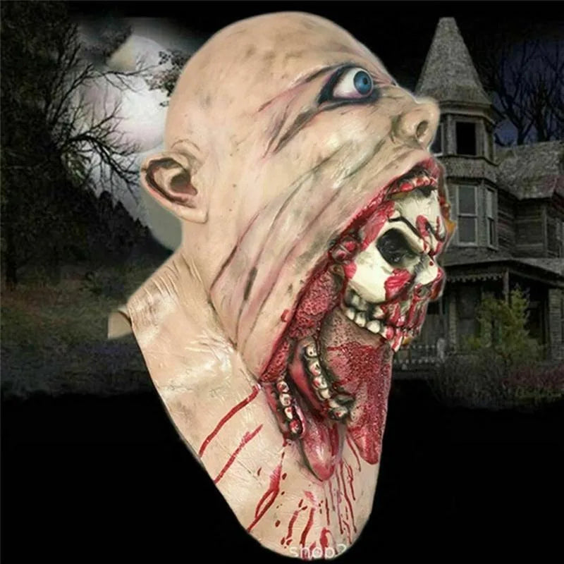 Spooky Halloween Zombie Mask - Latex Bloody Skull With Melted Face For Cosplay & Party Decorations Halloween - product image 4