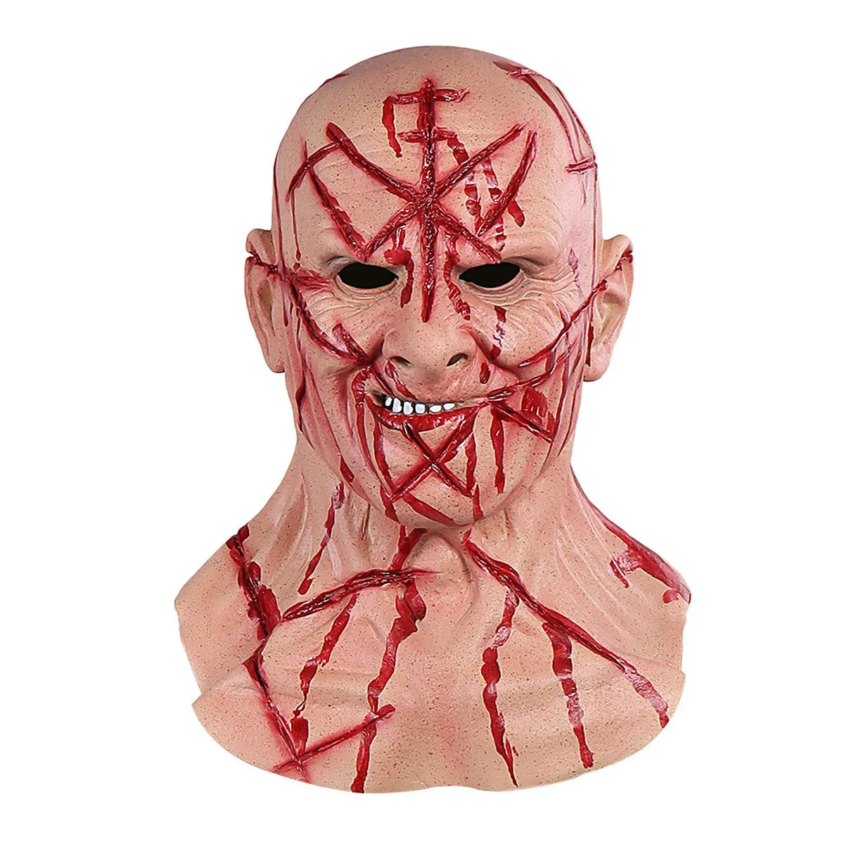 Halloween Horror Headgear Scary Bloody Murderer Mask Latex Material Evil Role-Playing Props Tricky Prank Toy