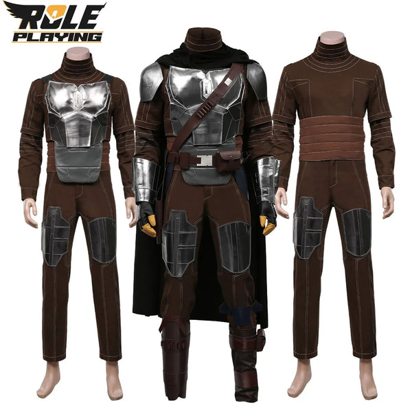 Din Djarin Costume Cloak Belts Set for Adult Men Male Fantasy Cosplay Outfits Halloween - Male / XXL