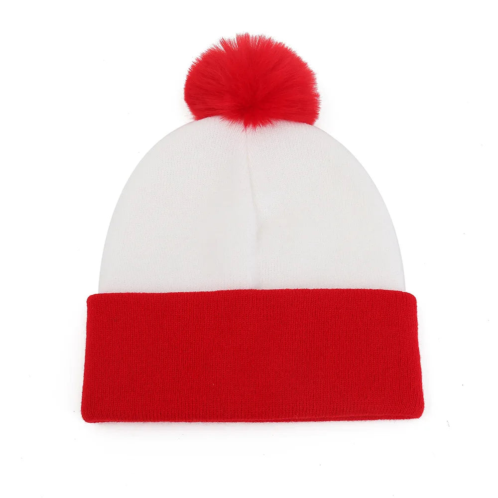 Adult Anime Winter Autumn Red White Knit Beanie Hat Costume - alternate view 2