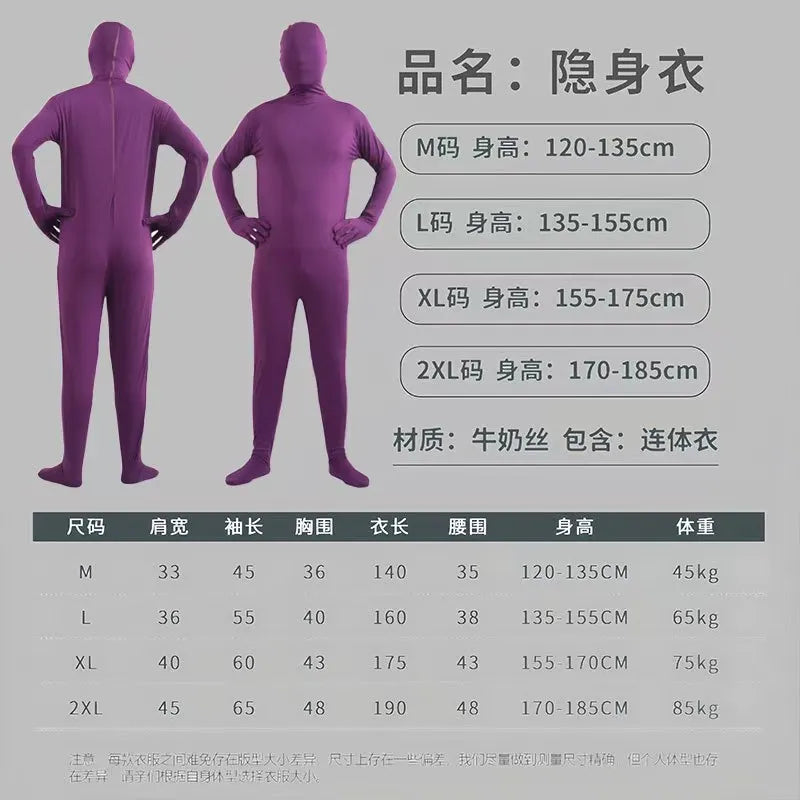 Halloween Costume Adult Male Solid Color Tight Fitting Invisibility Cloak Black Man - Pink / XXL