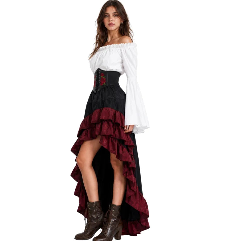 Medieval Pirate Captain Hunter Tight Dress Irregular Costume - alternate view 3