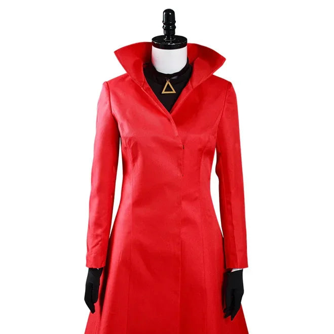 Carmen Sandiego Costume Red Dress with Hat Gloves Halloween Suit for Women's Girl - set / XS（old）