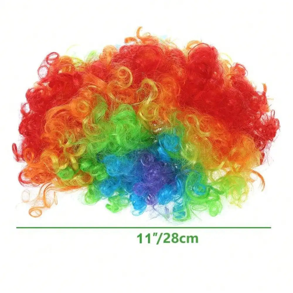 Colorful Clown Wig Afro Curly Synthetic Costume for Men Women Mardi Gras Wig Red Green - View 3