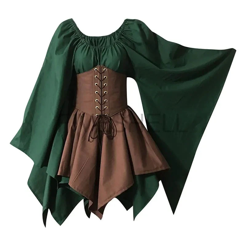 Women's Medieval Palace Victoria Vintage Fairy Elf Princess Bandage Halloween Costume - set as show 2 / 4XL