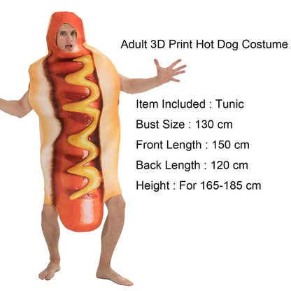 Adult Kids Funny 3D Print Food Sausage Hot Dog Costumes Halloween Men Women Family One-Piece Costume Carnival - product image 9