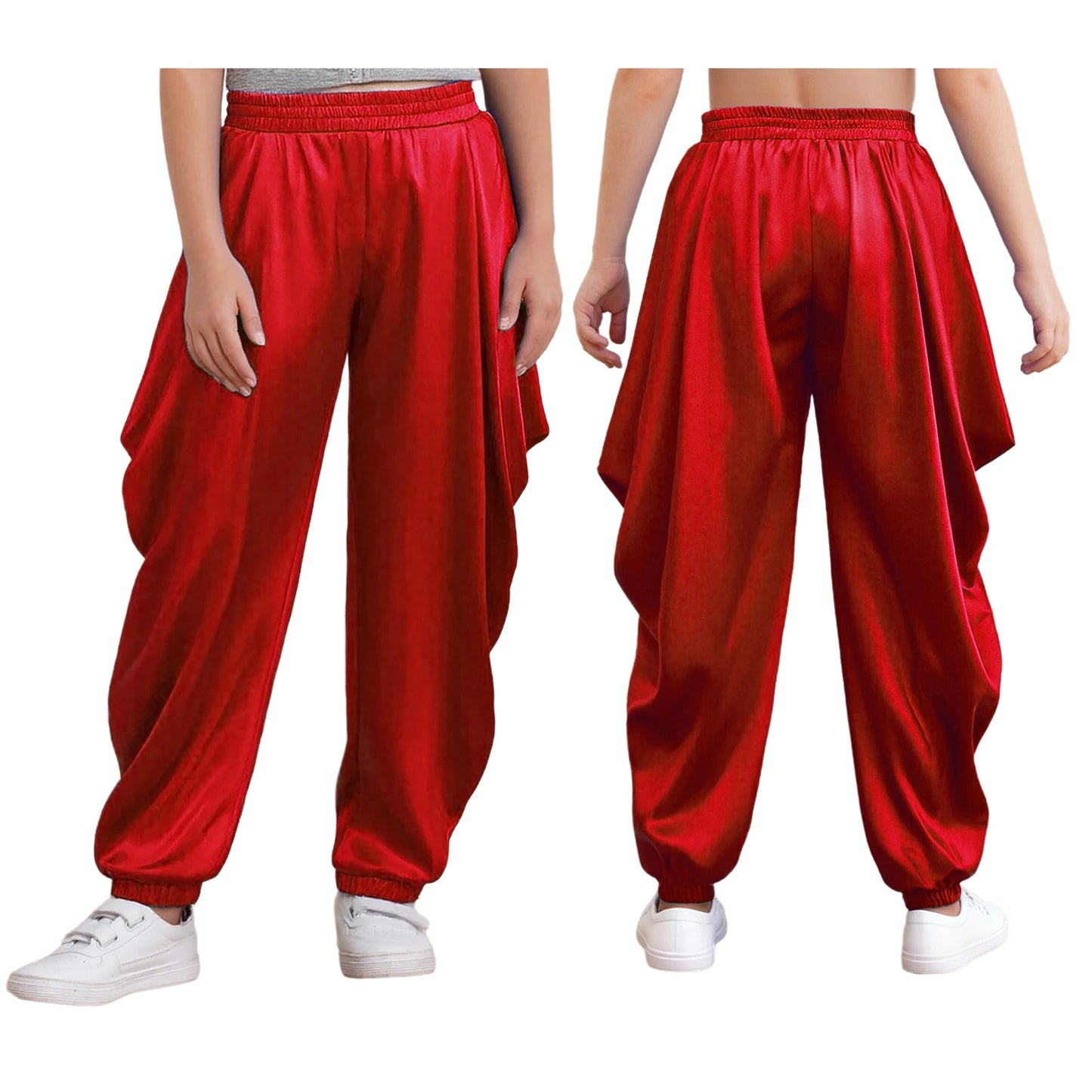 Kids' Arab Prince Satin Dhoti Pants Elastic Waistband Loose Baggy Trousers Costume - alternate view 11
