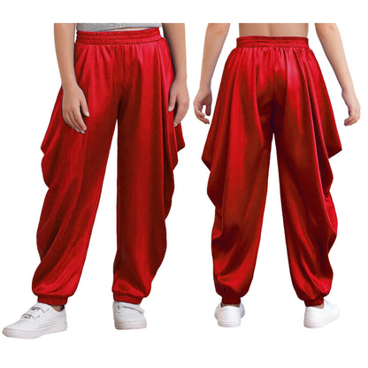 Kids' Arab Prince Satin Dhoti Pants Elastic Waistband Loose Baggy Trousers Costume - alternate view 11