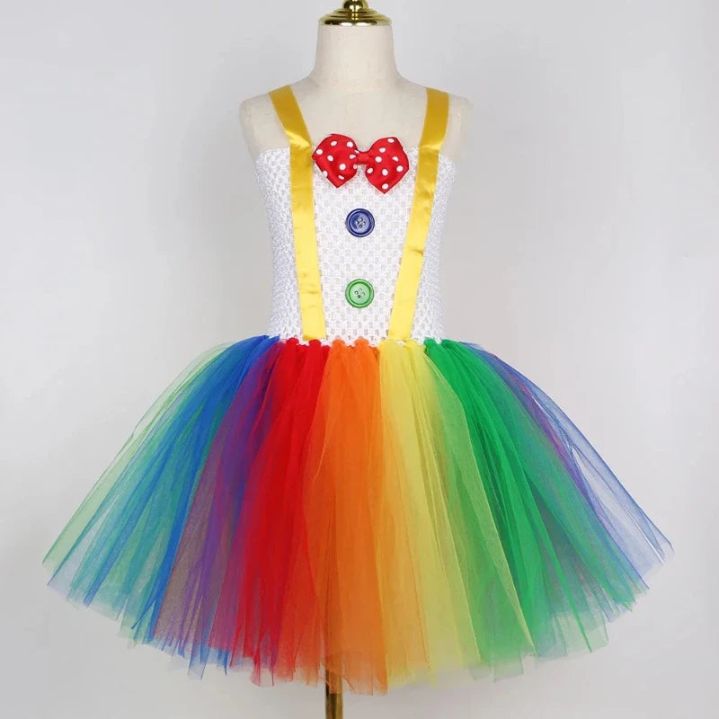 Circus Clown Costume for Girls Dresses Naughty Joker Costume Halloween Costume for Kids - Only 1pcs Dress / 9T