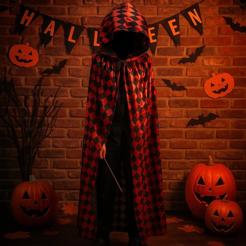 Grim Reaper Bloodstain Plaid Funny Death Cloak Prop - alternate view 2