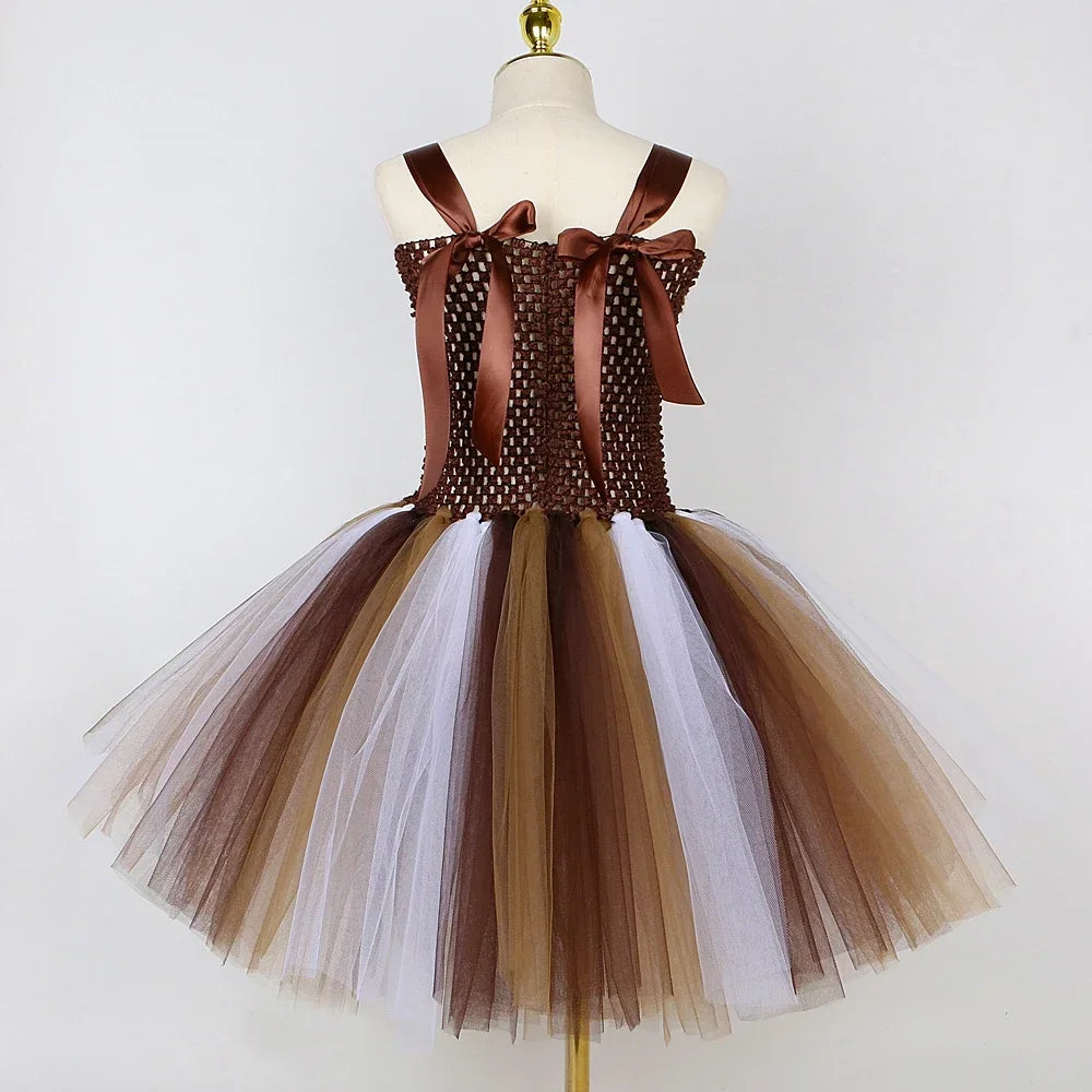 Girls Lion Tutu Halloween Costume with Cuffs