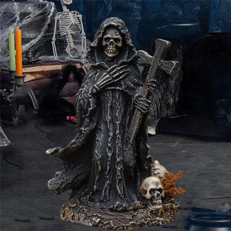 ' - PQWN Skeleton Figurine Evils Grim Reaper For Halloween Home Office Decor - product image 6
