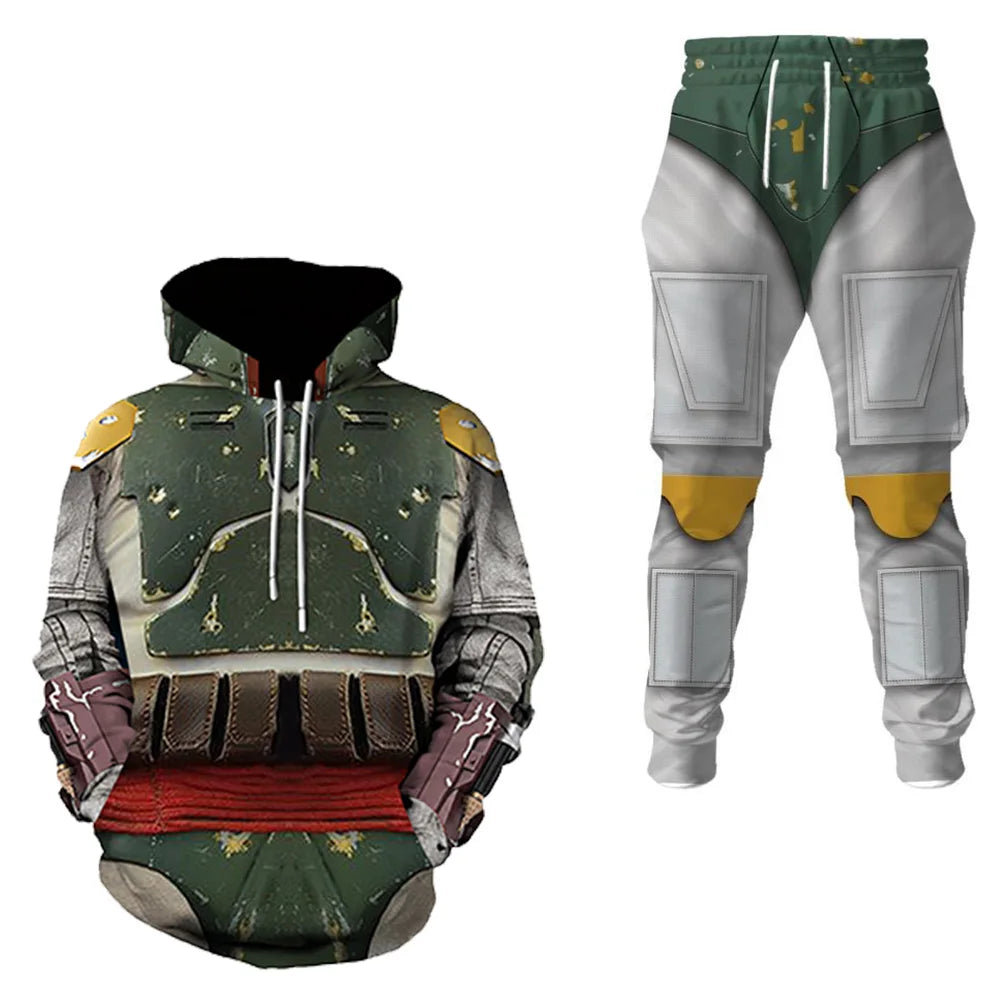 Din Djarin Costume Adult Kids Battle Armor Printed Hoodie Pant Movie Space Bounty Hunter - Kids Suit A / S