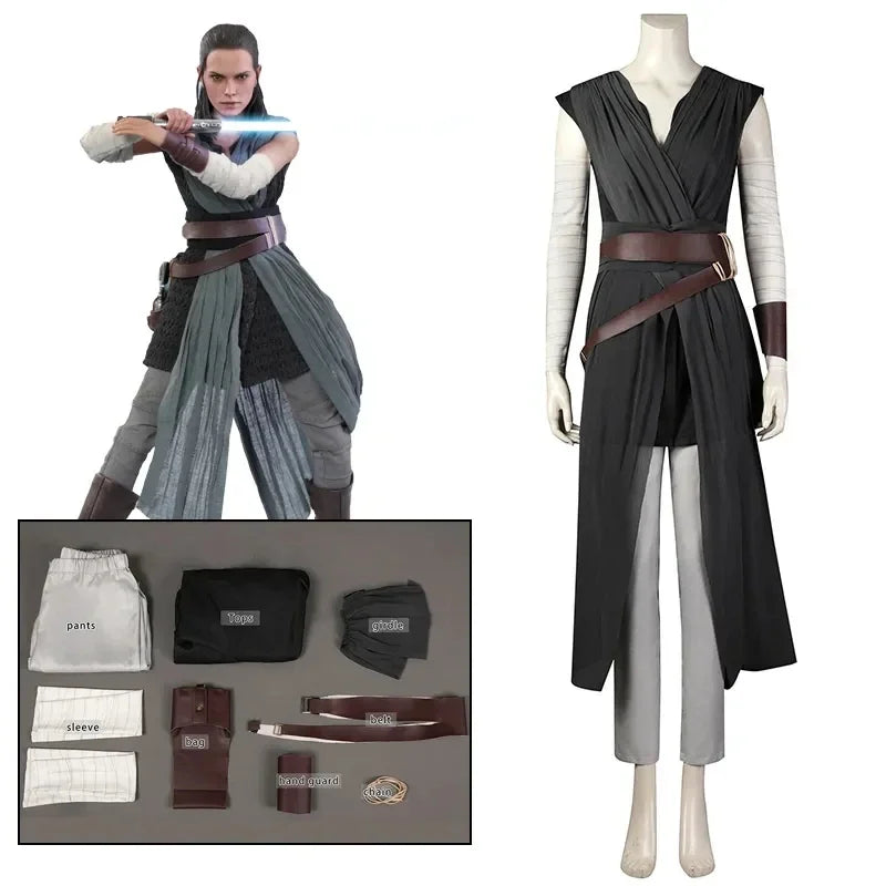 The Force Awakens Rey Skywalker Costume Movie Character Uniform Set Performance Halloween - suit / L