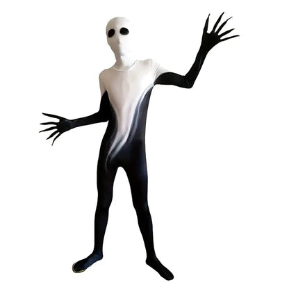 Halloween Horror Grim Reaper Child Costume Cartoon Printed Spooky Ghosts and Goblins Jumpsuit Adult Child Cosplay Mask Dress Up