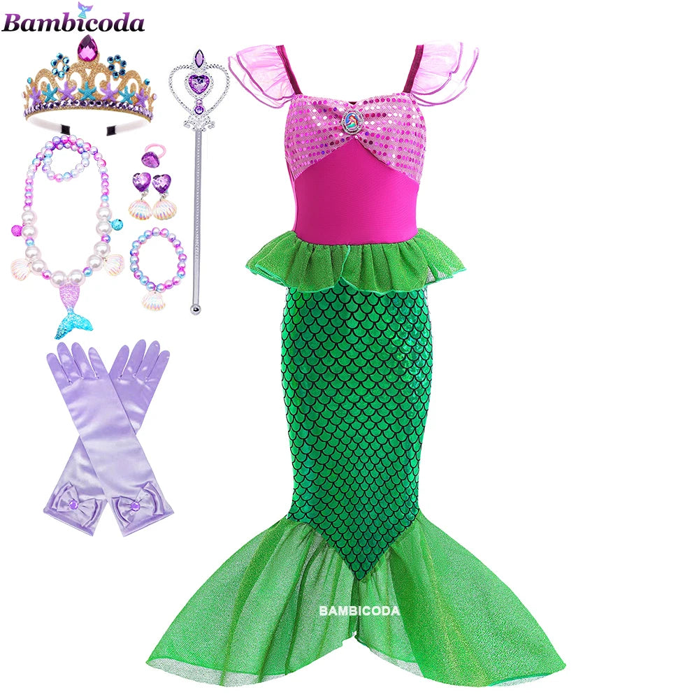 Ariel-Inspired Mermaid Princess Costume for Girls | Dress-Up Gown