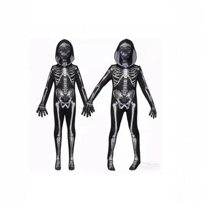 Adults Kids Skeleton Skin Suit Halloween Cosplay Costume Carnival Ghost Theme Masquerade Party Fancy Dress Outfit