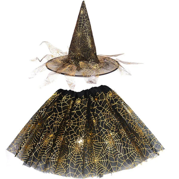 Witch Cosplay Costumes for Children Kids Wizard Hat Costume Girls Skirt Party Holiday Festival Halloween - product image 1