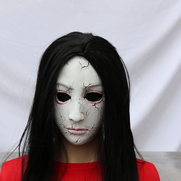 Horror Ghost Mask with Wig Haunted House Escape Room Skeleton Zombie Ghouls Nauseating Scary Ghost Face Hoods - product image 1