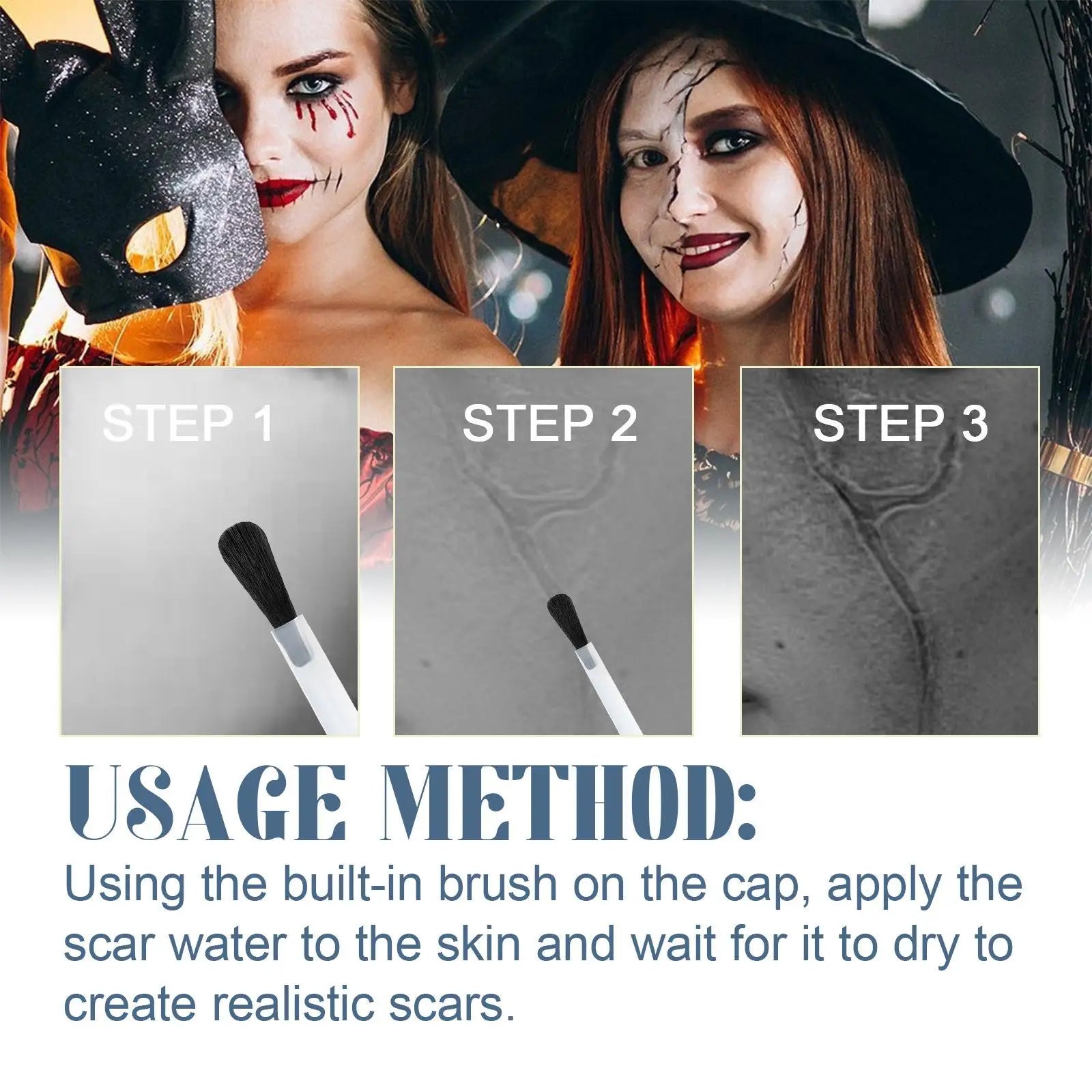 Liquid Collodion Fake Scar Liquid Makeup Scarring Liquid for Halloween 15ml Realistic Scar Liquid with Brush - product image 5