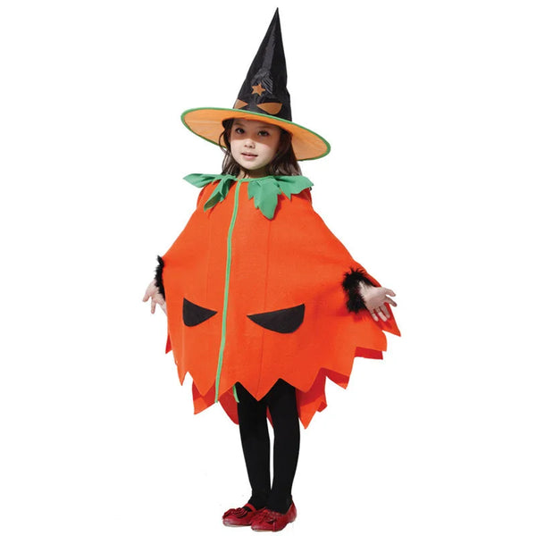 Halloween Girls Party Costume Cosplay Pumpkin Witch Dress Up Clothing Kids Birthday Festival Performance Clothes