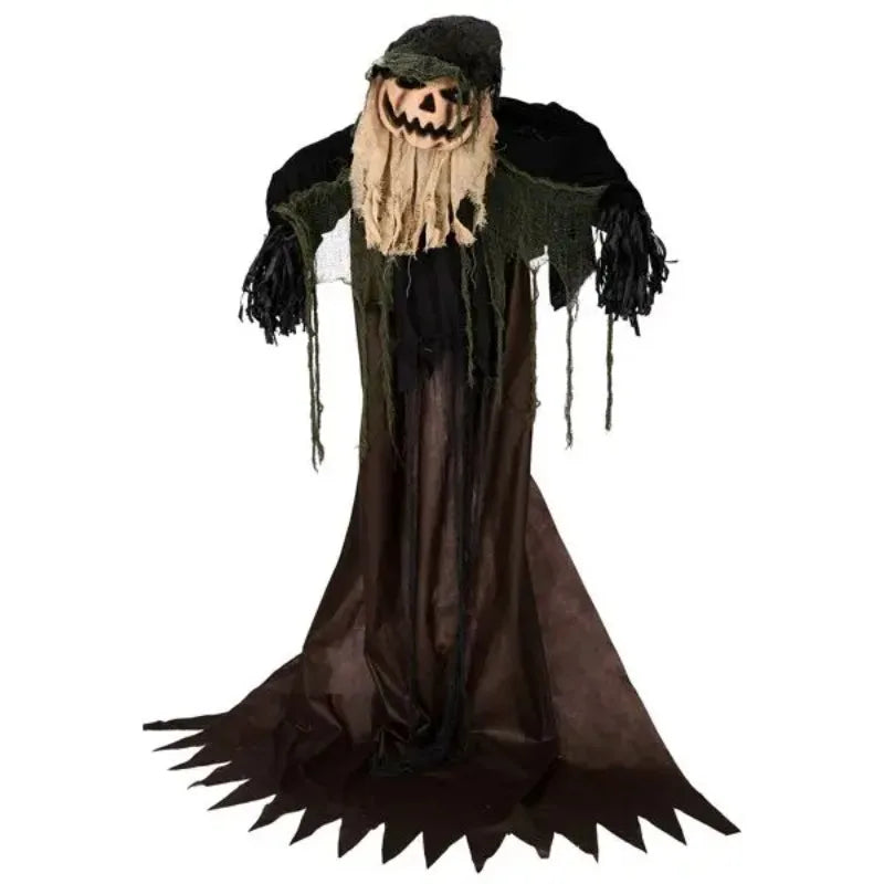 5.7ft Decorations Outdoor Life Size Animatronics Wizard with Pumpkin