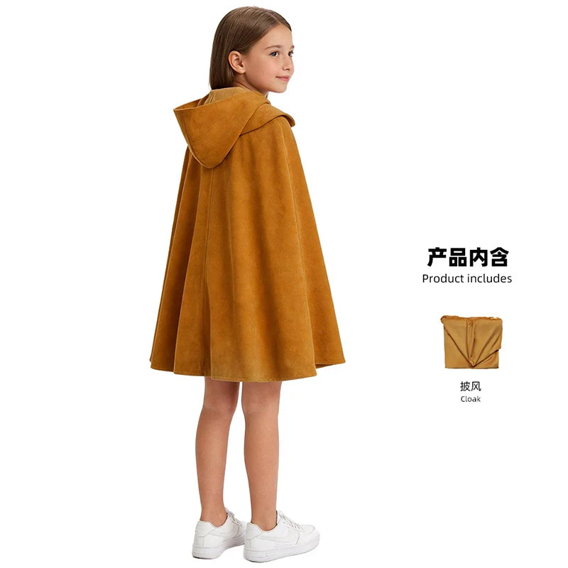 Stranger Retro Fantasy Girl Cosplay Costume Hooded Cloak Dress Scarf Stage Performance Disguise