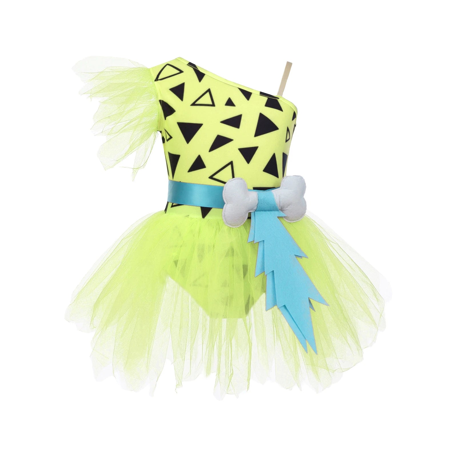 Kids Girls Halloween Theme Party Caveman Flintstone Primitive Man Cosplay Costume 3D Bone Decor Mesh Tutu - product image 11