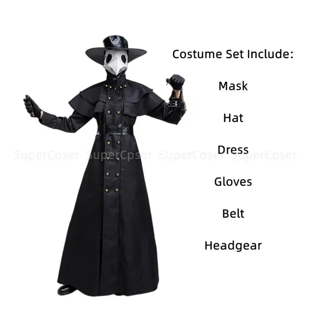 Halloween Medieval Hooded Robe Plague Doctor Costume Mask Hat for Men Monk Costume - Costume No Accessory / M
