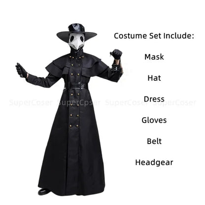Halloween Medieval Hooded Robe Plague Doctor Costume Mask Hat for Men Monk Costume - Costume No Accessory / M