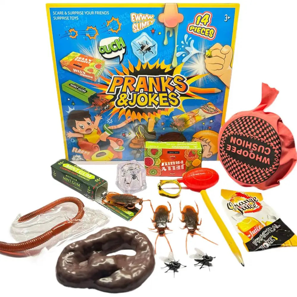 Joke Kit Pranks Pack Joke Toys Box Set Cockroach Roach Bug Whoopee Cushion April Fools Prank Stuff Noise Maker For Kids Adult