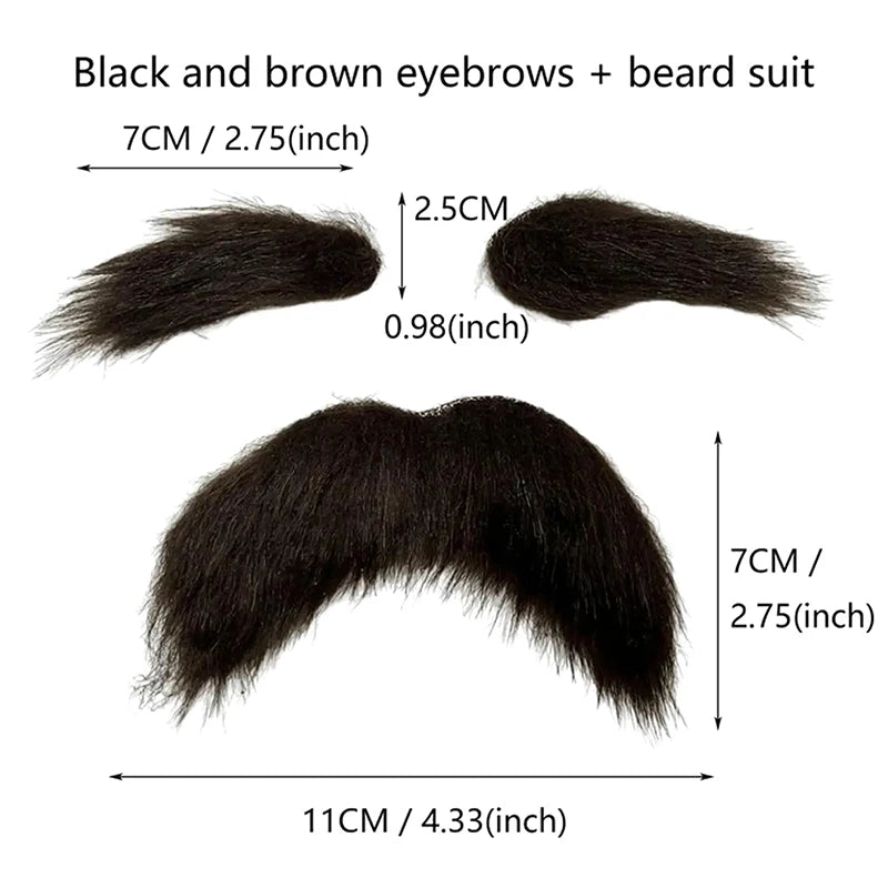 Fake Facial Hair Set Fake Eyebrow Mustache Kit Halloween Masquerade Cosplay Prop Male Club Party Costume - product image 5