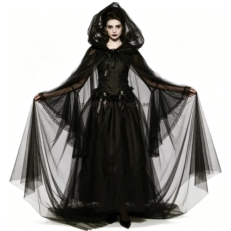 Women Halloween Gothic Witch Ghost Bride Cosplay Costume Multi‑Style Black - product image 3