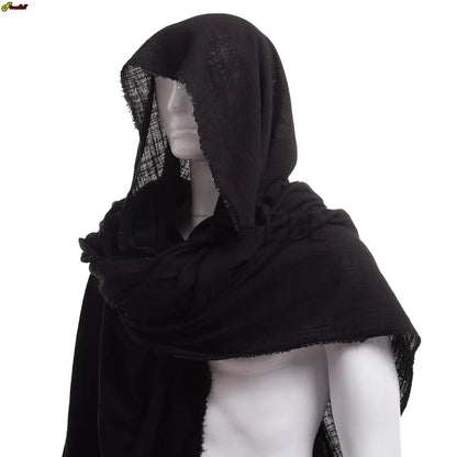 Unisex Halloween Ghost Dementors Costume Gothic Horror Zombie Tattered Hooded Capes Day of - black scarf / One Size