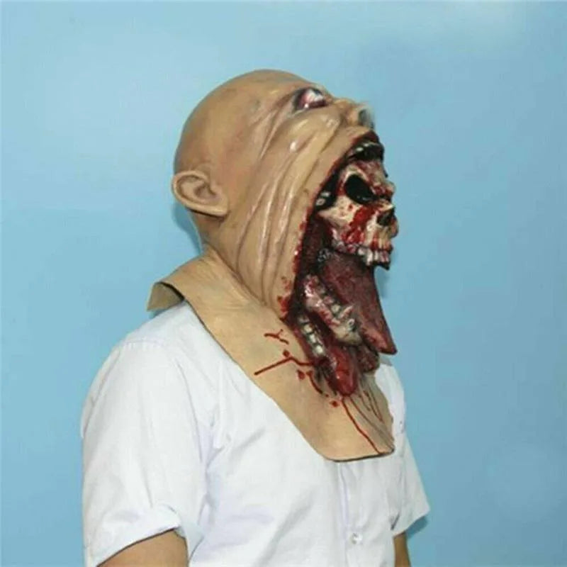 Spooky Halloween Zombie Mask - Latex Bloody Skull With Melted Face For Cosplay & Party Decorations Halloween - product image 5