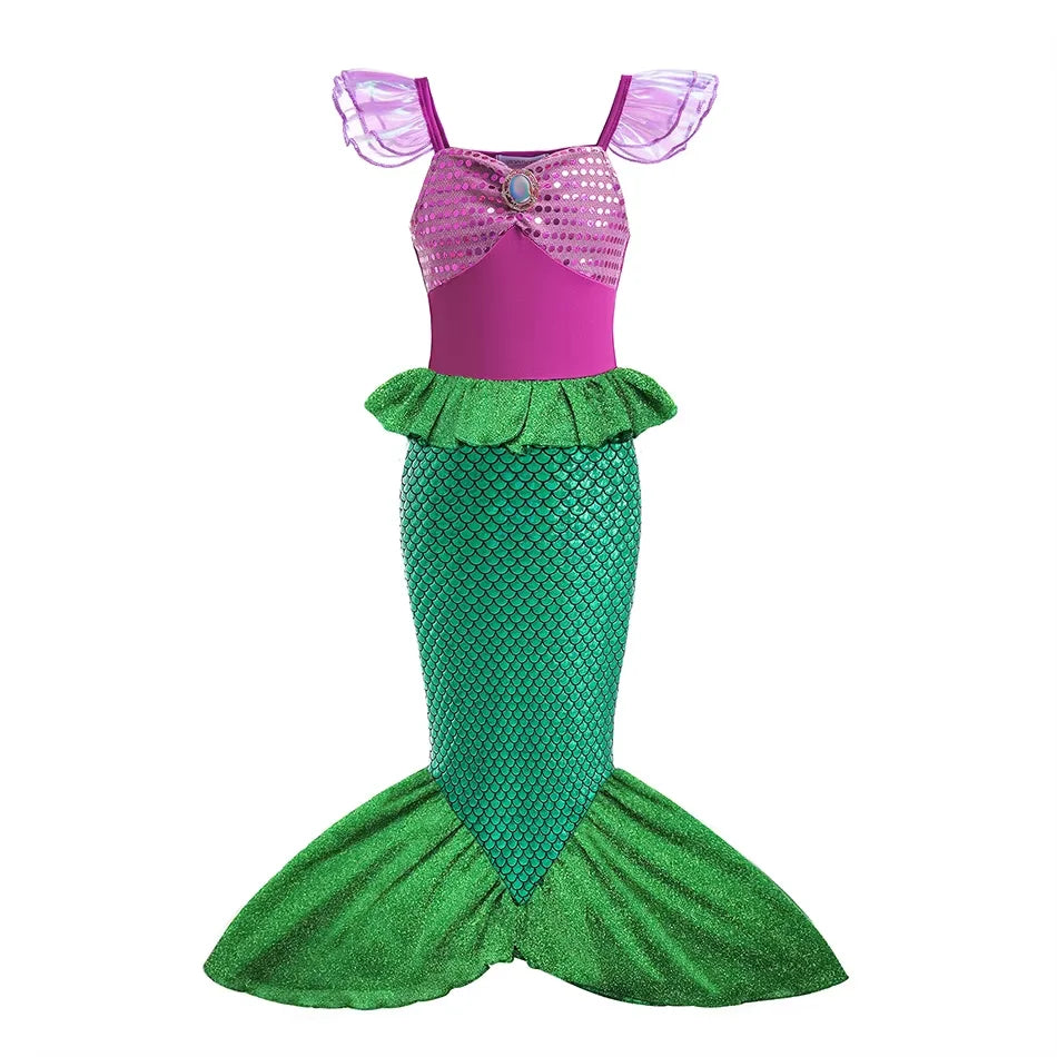 Red-Haired Mermaid Princess Halloween Costume for Kids