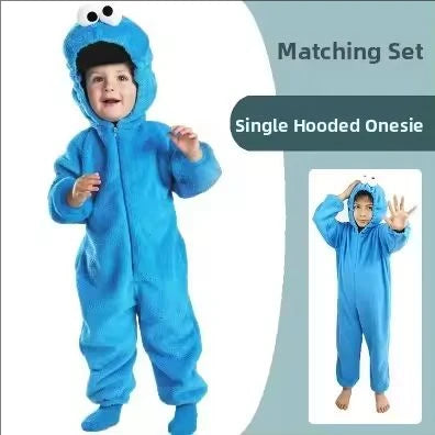 Halloween Cookie Monster Elmo Jumpsuit Sleepwear Sesame Street Children's Stage Performance Costume Women's Ethnic Fashion