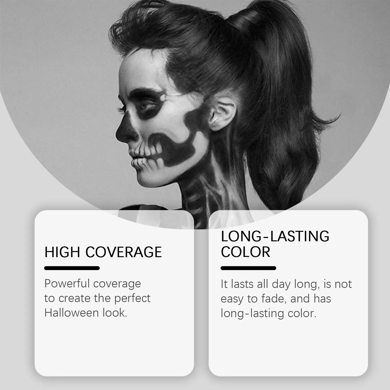 Halloween Black White Face Body Paint Kit Full Coverage Lighweight Foundation Clown Joker Makeup Festive - product image 4