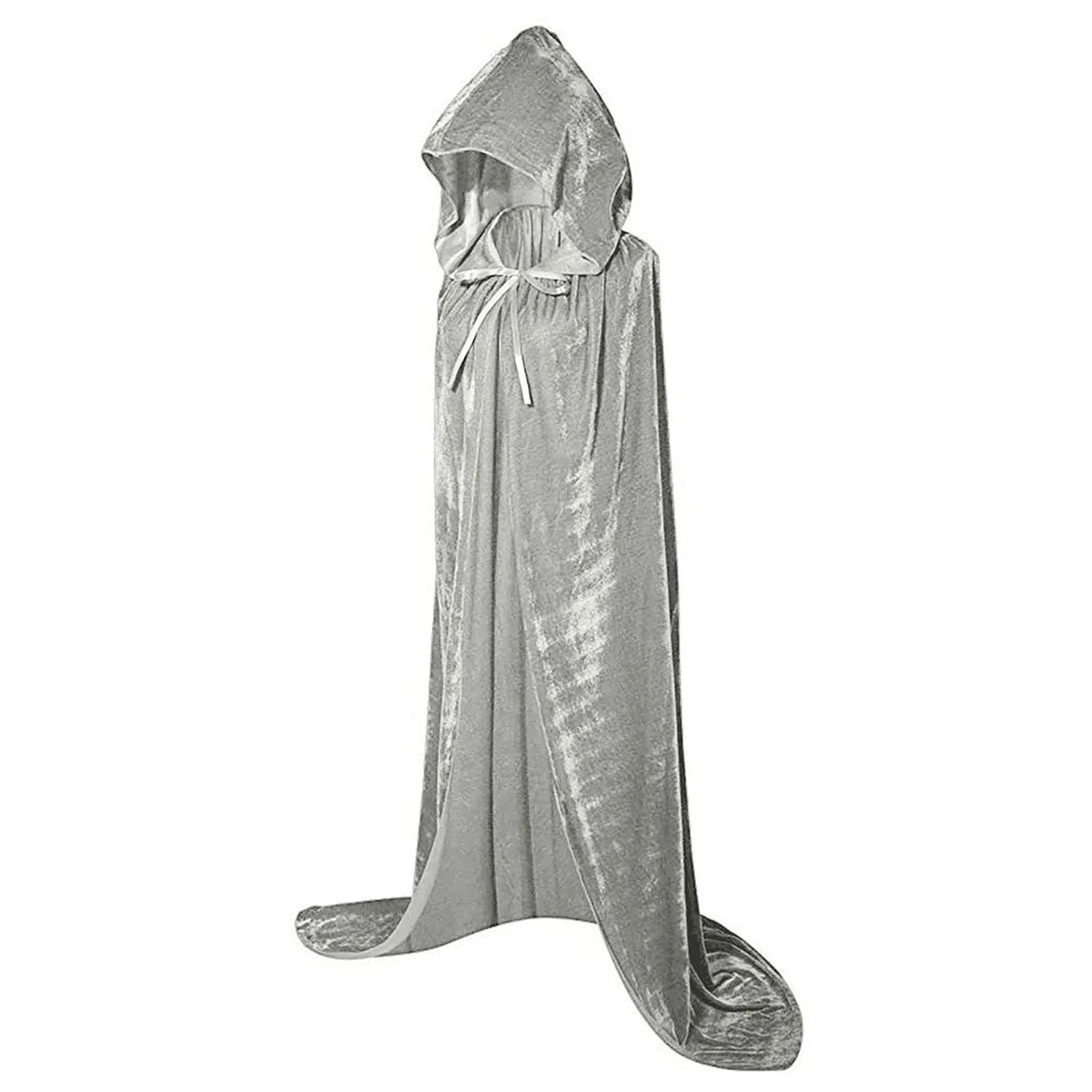 Halloween Costume Unisex Costume Death Cape Hooded Cloak Wizard Witch Medieval Cape S-Xl - Coffee / S