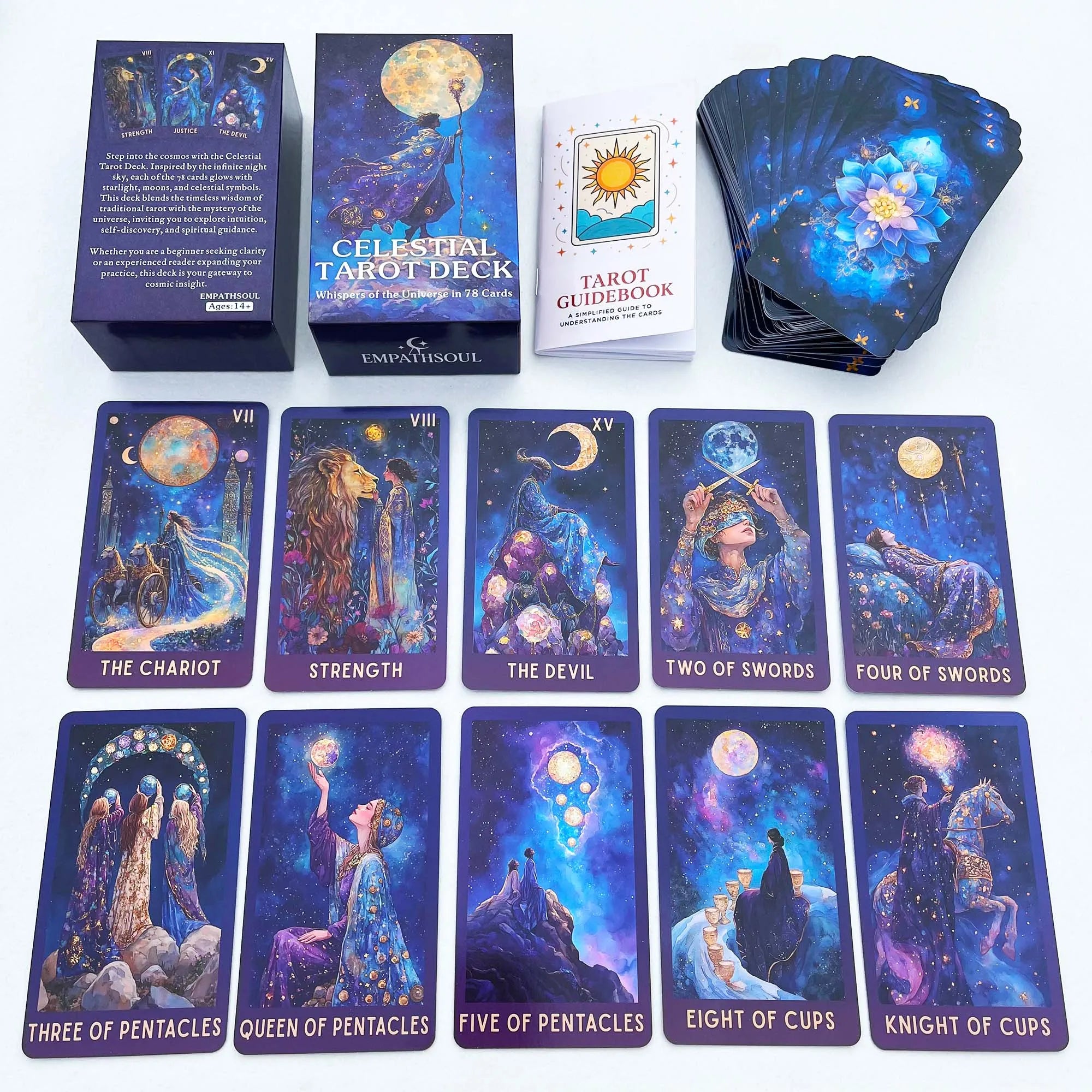 Classic Celestial Tarot Deck – 78 Cards with Guide