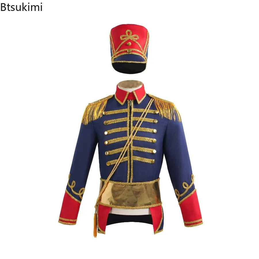 Medieval Royal Military Costume Uniform Coat Colonial Tuxedo Halloween Court Jacket Adult - Black / M