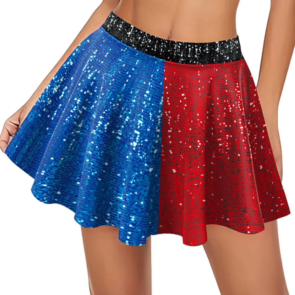 Color Cosplayer Women's Clown & Superhero Costume – Printed Top and Skirt