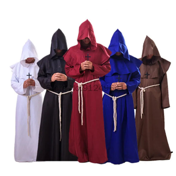 Adult Medieval Vintage Renaissance Monk Cowl Friar Priest Hooded Costume