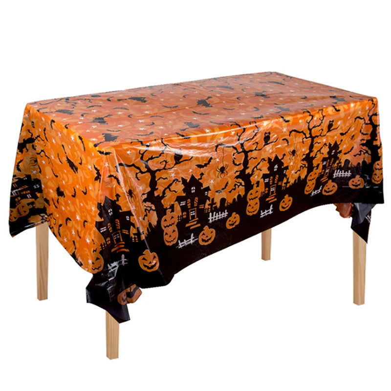 Pumpkin & Spider Web Plastic Halloween Tablecloth - product image 6