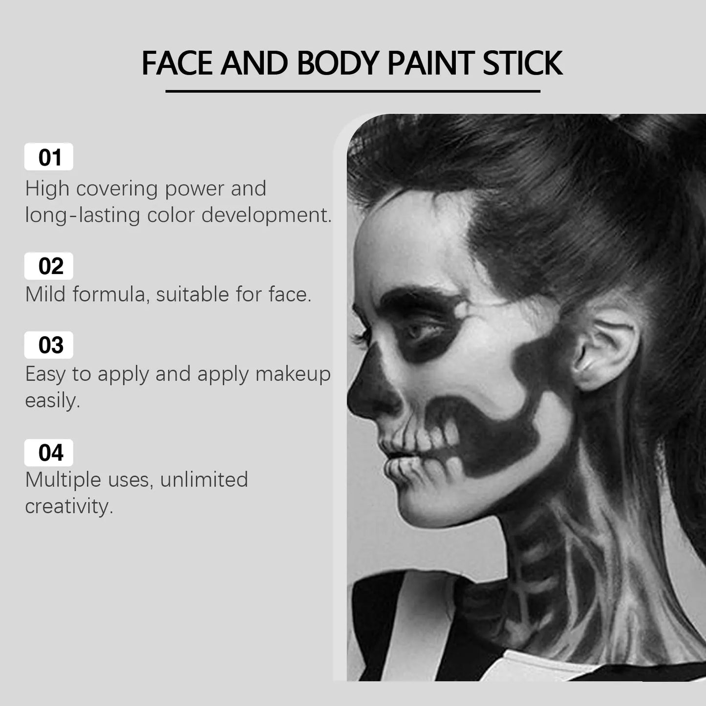 Halloween Face Painting Kit Black White Body Paint Set DIY Cosplay Foundation Clown Colorful Lasting - product image 4