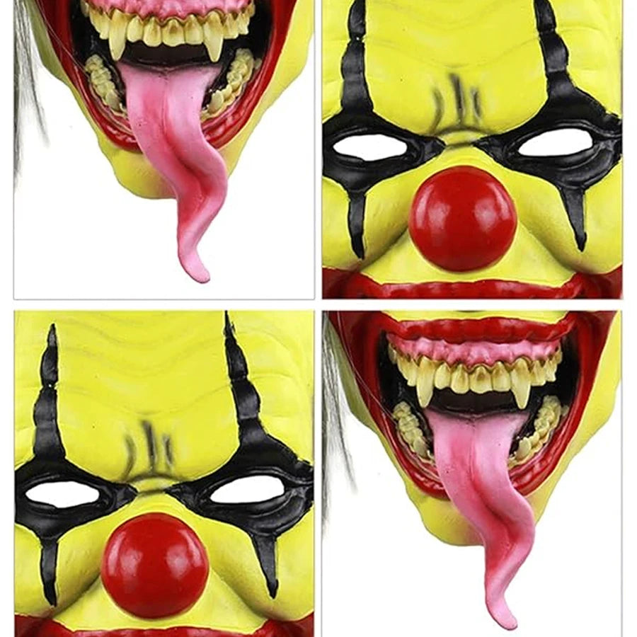 Halloween Mask – Green Horror Clown Mask with Hair, Terrifying Halloween Costume Face Mask for AdultsParty